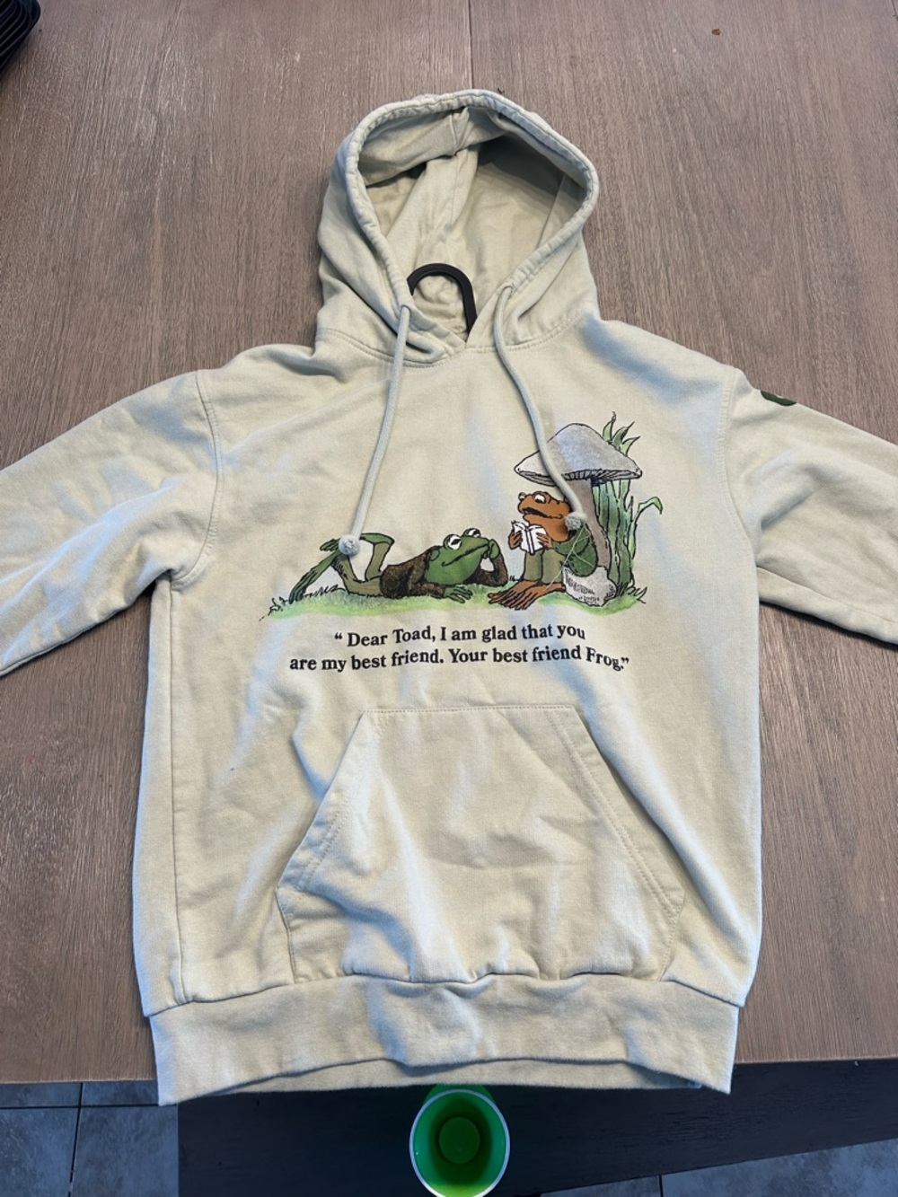 Cream Frog & Toad Graphic Hoodie with Hoodie Pocket